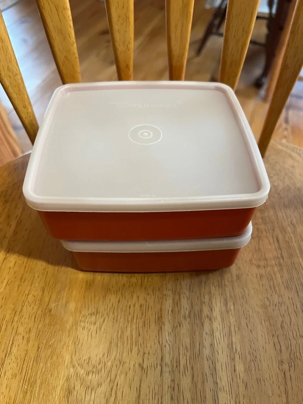 Vintage Tupperware Red Rectangular Containers with White Lids - Set of 2